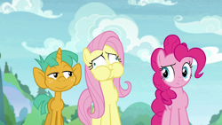 Size: 1920x1080 | Tagged: safe, screencap, fluttershy, pinkie pie, snails, 2 4 6 greaaat, g4, derp, puffy cheeks