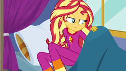 Size: 1920x1080 | Tagged: safe, screencap, sunset shimmer, equestria girls, equestria girls specials, g4, my little pony equestria girls: better together, my little pony equestria girls: sunset's backstage pass, clothes, female, pajamas, solo