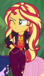 Size: 534x922 | Tagged: safe, screencap, fluttershy, sci-twi, sunset shimmer, twilight sparkle, equestria girls, equestria girls specials, g4, my little pony equestria girls: better together, my little pony equestria girls: sunset's backstage pass, cropped, female, music festival outfit