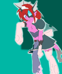 Size: 1000x1200 | Tagged: safe, artist:drakky, oc, oc only, oc:lantern shine, cat, changeling, anthro, unguligrade anthro, abstract background, changeling oc, changelingified, clothes, eye clipping through hair, furry oc, maid, maid headdress, solo, species swap, wide eyes