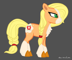 Size: 4800x4000 | Tagged: safe, artist:deanbirchum, applejack, earth pony, pony, g4, applejack (g5 concept leak), braid, braided tail, coat markings, female, g5 concept leak style, g5 concept leaks, mare, redesign, side view, simple background