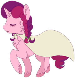 Size: 528x549 | Tagged: safe, anonymous artist, oc, oc only, oc:marker pony, pony, unicorn, 4chan, cape, clothes, eyes closed, female, mare, mlpg, raised hoof, simple background, solo, transparent background