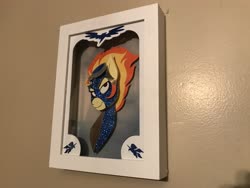 Size: 4032x3024 | Tagged: safe, artist:samoht-lion, spitfire, pegasus, pony, g4, bust, craft, female, goggles, irl, mare, papercraft, photo, solo, traditional art, wonderbolts