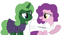 Size: 4419x2474 | Tagged: safe, artist:dragonchaser123, oc, oc only, oc:gina ryan, oc:opera melody, earth pony, pony, unicorn, clothes, dress, duo, female, mare, simple background, transparent background, vector