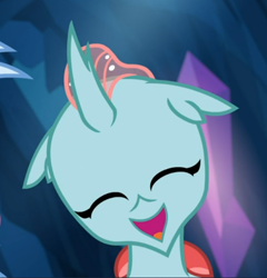 Size: 592x616 | Tagged: safe, screencap, ocellus, changedling, changeling, g4, uprooted, cropped, cute, cuteling, diaocelles, eyes closed, female, happy, open mouth, smiling, solo, the place where we belong