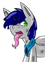 Size: 1863x2555 | Tagged: safe, artist:askhypnoswirl, oc, oc only, oc:waterpony, goo, goo pony, original species, pegasus, pony, bandana, long tongue, open mouth, simple background, solo, tongue out, transparent background