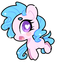 Size: 390x405 | Tagged: safe, artist:peachesandcreamated, oc, oc only, oc:gem rine, earth pony, pony, blush sticker, blushing, earth pony oc, ethereal mane, heart eyes, simple background, solo, starry mane, transparent background, wingding eyes