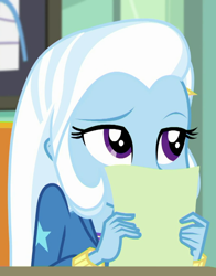 Size: 564x720 | Tagged: safe, screencap, trixie, a little birdie told me, equestria girls, g4, my little pony equestria girls: better together, cropped, female, solo