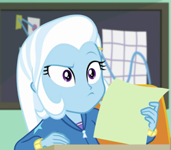 Size: 817x720 | Tagged: safe, screencap, trixie, a little birdie told me, equestria girls, g4, my little pony equestria girls: better together, cropped, female, solo