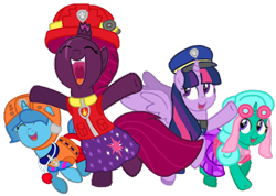 Size: 1216x865 | Tagged: safe, artist:徐詩珮, fizzlepop berrytwist, glitter drops, spring rain, tempest shadow, twilight sparkle, alicorn, pony, unicorn, series:sprglitemplight diary, series:sprglitemplight life jacket days, series:springshadowdrops diary, series:springshadowdrops life jacket days, g4, alternate universe, base used, bisexual, broken horn, clothes, cute, equestria girls outfit, female, glitterbetes, horn, lesbian, lifeguard, lifeguard spring rain, paw patrol, polyamory, ship:glitterlight, ship:glittershadow, ship:sprglitemplight, ship:springdrops, ship:springlight, ship:springshadow, ship:springshadowdrops, ship:tempestlight, shipping, simple background, springbetes, swimsuit, tempestbetes, transparent background, twilight sparkle (alicorn)