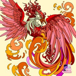 Size: 1024x1024 | Tagged: safe, philomena, phoenix, g4, alternate universe, app, female, fire, my little pony: through the other dimensions, open mouth, solo, spread wings, wings