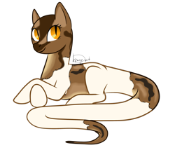 Size: 2647x2266 | Tagged: safe, artist:dreamyartcosplay, oc, oc only, hybrid, original species, pony, snake, snake pony, cute, high res, looking at you, ocbetes, prone, signature, simple background, slit pupils, smiling, solo, transparent background