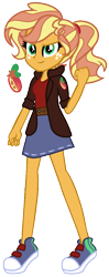 Size: 482x1222 | Tagged: safe, artist:eonionic, oc, oc only, oc:apple sliced, equestria girls, g4, clothes, converse, female, magical lesbian spawn, offspring, parent:applejack, parent:sunset shimmer, parents:appleshimmer, shoes, simple background, solo, transparent background