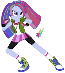 Size: 1280x1438 | Tagged: safe, artist:eonionic, oc, oc only, oc:tempo trill, equestria girls, g4, clothes, converse, magical lesbian spawn, offspring, parent:aria blaze, parent:rainbow dash, parents:ariadash, shoes, simple background, solo, transparent background