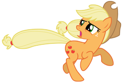 Size: 9703x6475 | Tagged: safe, artist:estories, applejack, earth pony, pony, g4, absurd resolution, female, hat, running, simple background, solo, transparent background, vector