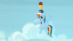 Size: 1920x1080 | Tagged: safe, screencap, rainbow dash, pegasus, pony, 2 4 6 greaaat, g4, coach rainbow dash, female, mare, open mouth, raised hoof, solo, spread wings, wings