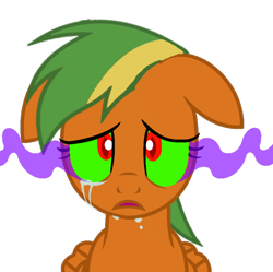 Size: 1006x1001 | Tagged: safe, artist:ponyrailartist, oc, oc:naviga, corrupted, crying, crying inside, glowing eyes, sad, show accurate, sombra eyes