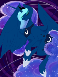 Size: 1600x2100 | Tagged: safe, artist:creeate97, princess luna, alicorn, pony, g4, abstract background, eyes closed, female, mare, solo