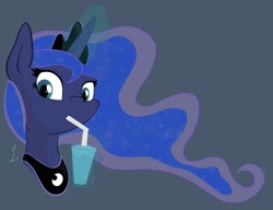 Size: 2469x1896 | Tagged: safe, artist:professionalpuppy, color edit, edit, princess luna, alicorn, pony, g4, bust, colored, drink, female, looking at you, solo