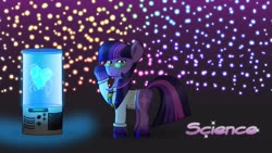 Size: 1920x1080 | Tagged: safe, artist:bloodtoon, twilight sparkle, earth pony, pony, g4, clothes, container, crystal heart, earth pony twilight, female, g5 concept leak style, g5 concept leaks, glasses, lab coat, mare, redesign, twilight sparkle (g5 concept leak)
