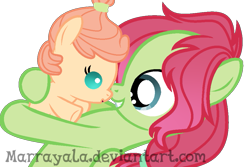 Size: 999x666 | Tagged: safe, artist:marrayala, oc, oc only, pony, baby, baby pony, base used, boop, female, filly, holding a pony, noseboop, offspring, parent:big macintosh, parent:fluttershy, parents:fluttermac, siblings, simple background, sisters, transparent background