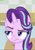 Size: 656x938 | Tagged: safe, screencap, starlight glimmer, pony, unicorn, a horse shoe-in, g4, cropped, female, frown, glare, hair flip, lidded eyes, looking at someone, mare, multicolored mane, narrowed eyes, raised eyebrow, solo, starlight glimmer is not amused, unamused