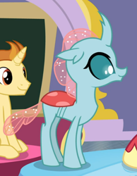 Size: 612x789 | Tagged: safe, screencap, golden crust, ocellus, changedling, changeling, a horse shoe-in, g4, cropped, cute, diaocelles, female, smiling, solo focus