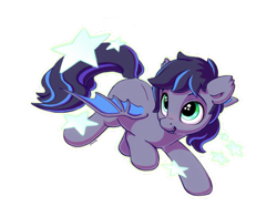 Size: 1400x1100 | Tagged: safe, artist:bobdude0, oc, oc only, oc:midnight aegis, bat pony, pony, flying, happy, simple background, smiling, solo, starry eyes, stars, transparent background, wingding eyes