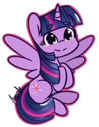 Size: 1280x1637 | Tagged: safe, artist:lilliesinthegarden, twilight sparkle, alicorn, pony, g4, beanbrows, chibi, cute, eyebrows, female, heart eyes, hooves to the chest, mare, simple background, solo, spread wings, twiabetes, twilight sparkle (alicorn), white background, wingding eyes, wings