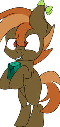 Size: 568x1200 | Tagged: safe, artist:treble clefé, button mash, earth pony, pony, g4, bipedal, buttonbetes, confused, cute, hat, juice, juice box, male, propeller hat, simple background, solo, transparent background