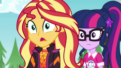 Size: 1920x1080 | Tagged: safe, screencap, sci-twi, sunset shimmer, twilight sparkle, equestria girls, equestria girls specials, g4, my little pony equestria girls: better together, my little pony equestria girls: sunset's backstage pass, female, geode of telekinesis, magical geodes, music festival outfit