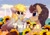 Size: 2048x1448 | Tagged: safe, artist:mirtash, derpy hooves, doctor whooves, time turner, g4, blushing, calendar, cottagecore, female, fence, flower, looking at each other, male, ship:doctorderpy, shipping, signature, smiling, straight, sunflower, twifest, windmill