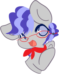 Size: 413x512 | Tagged: safe, artist:fluffire, oc, oc only, oc:cinnabyte, earth pony, pony, adorkable, bandana, bust, cinnabetes, clapping, cute, dork, earth pony oc, glasses, happy, icon, simple background, smiling, solo, telegram sticker, transparent background