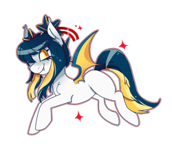 Size: 2272x1943 | Tagged: safe, artist:octogreed, oc, oc only, bat pony, pony, bat pony oc, hair ribbon, one eye closed, simple background, solo, transparent background