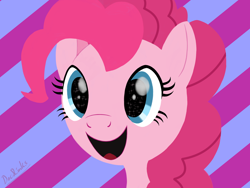 Size: 1600x1200 | Tagged: safe, artist:docrinks, pinkie pie, earth pony, pony, g4, abstract background, female, solo, starry eyes, wingding eyes