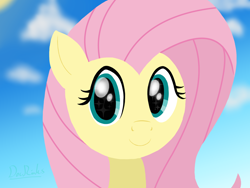 Size: 1600x1200 | Tagged: safe, artist:docrinks, fluttershy, pegasus, pony, g4, bust, female, looking at you, portrait, smiling, solo, sparkly eyes