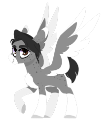 Size: 1600x1880 | Tagged: safe, artist:torusthescribe, oc, oc only, oc:ghost quill, pegasus, pony, ambiguous gender, simple background, solo, spread wings, transparent background, two toned wings, wings