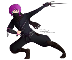 Size: 2676x2242 | Tagged: safe, artist:dreamyartcosplay, oc, oc only, human, clothes, face mask, high res, humanized, ninja, signature, simple background, solo, transparent background