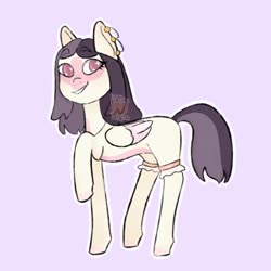 Size: 894x894 | Tagged: safe, artist:pastelspeaches, oc, oc only, pegasus, pony, clothes, colored pupils, ear piercing, piercing, raised hoof, simple background, solo