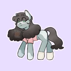 Size: 1280x1280 | Tagged: safe, artist:pastelspeaches, oc, oc only, earth pony, pony, clothes, eye clipping through hair, shirt, simple background, socks, solo, t-shirt