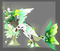 Size: 972x822 | Tagged: safe, artist:kikkapone, oc, oc only, alicorn, pony, alicorn oc, curved horn, fish tail, four wings, horn, jewelry, multiple wings, solo, wings
