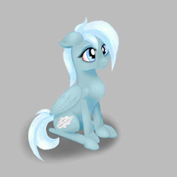 Size: 894x894 | Tagged: safe, artist:auroraswirls, oc, oc only, oc:silver lining, pegasus, pony, female, gray background, mare, pegasus oc, simple background, sitting, solo, wings