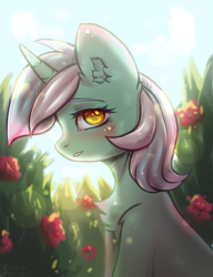 Size: 2000x2600 | Tagged: safe, artist:zefirka, lyra heartstrings, pony, unicorn, g4, blushing, chest fluff, cute, female, high res, mare, solo