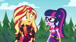 Size: 1920x1080 | Tagged: safe, screencap, sci-twi, sunset shimmer, twilight sparkle, equestria girls, equestria girls series, sunset's backstage pass!, spoiler:eqg series (season 2), female, geode of empathy, geode of telekinesis, magical geodes, music festival outfit