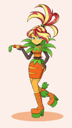 Size: 900x1600 | Tagged: safe, artist:mew-me, sunset shimmer, equestria girls, equestria girls specials, g4, my little pony equestria girls: better together, my little pony equestria girls: holidays unwrapped, o come all ye squashful, carrot, clothes, cornucopia costumes, costume, female, food, solo