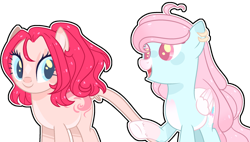 Size: 2483x1415 | Tagged: safe, artist:kurosawakuro, oc, oc only, oc:jiselle berry, oc:lighty, earth pony, pegasus, pony, base used, duo, female, magical lesbian spawn, mare, offspring, parent:pinkie pie, parent:rainbow dash, parents:pinkiedash, siblings, simple background, sisters, transparent background