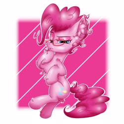 Size: 2500x2500 | Tagged: safe, artist:rurihal, pinkie pie, earth pony, pony, g4, chest fluff, ear fluff, female, glasses, high res, hoof fluff, solo, thinking