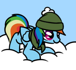 Size: 879x810 | Tagged: safe, artist:masserey, rainbow dash, pegasus, pony, g4, clothes, cloud, cute, dashabetes, female, hat, mare, on a cloud, scarf, sky, solo, winter, winter outfit