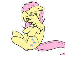 Size: 898x794 | Tagged: safe, artist:neuro, fluttershy, pegasus, pony, g4, covering, cute, female, floppy ears, hiding behind wing, mare, shy, shyabetes, simple background, sitting, solo, transparent background, wings