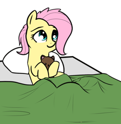 Size: 1002x1028 | Tagged: safe, artist:neuro, fluttershy, pony, g4, bed, blanket, cute, female, mare, on bed, pillow, plushie, shyabetes, simple background, solo, teddy bear, transparent background